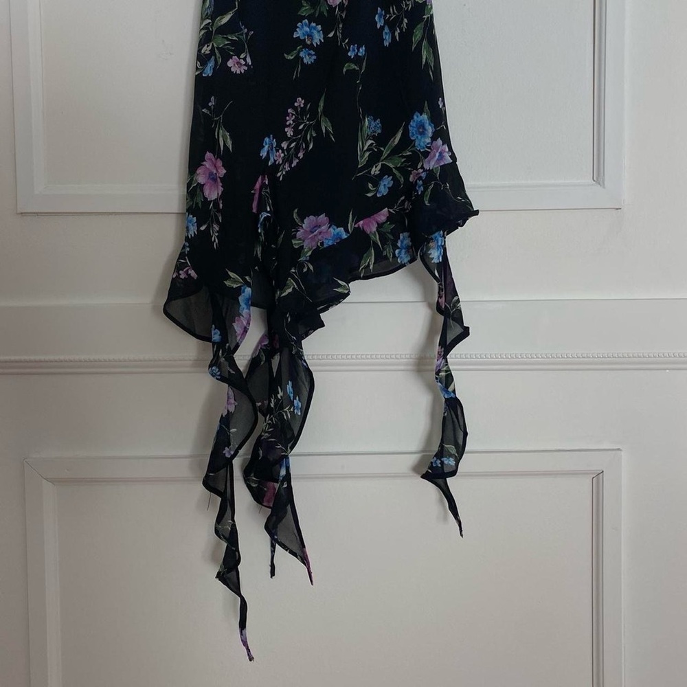 Black floral trendy asymmetrical dress NWT - Picture 2 of 8
